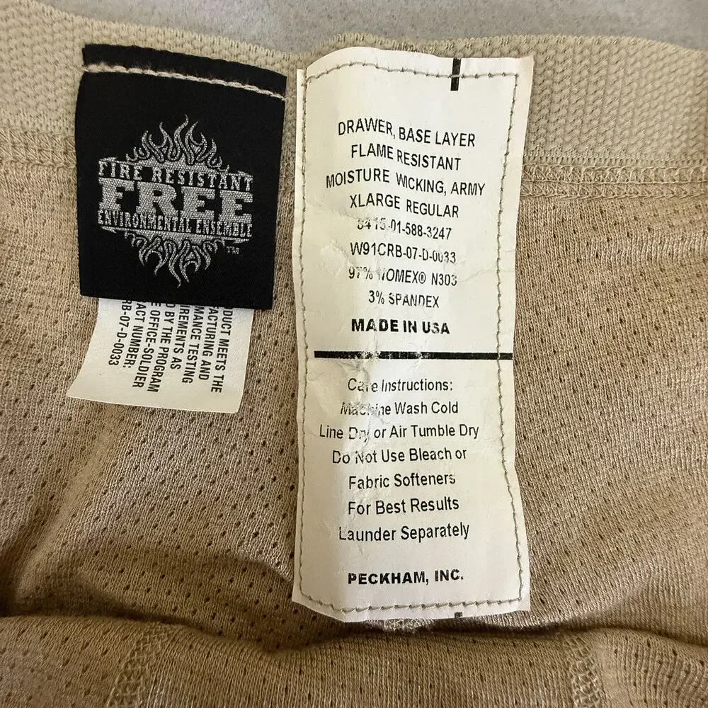 US Army FREE FR Base Layer Drawers Thermal Pants Tan XL Regular